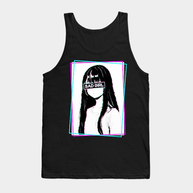 Aesthetic Vaporwave Retro Sad Girl Anime Tank Top by TenchiMasaki